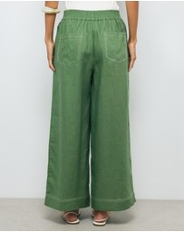 AERE - Contrast Stitch Linen Pants