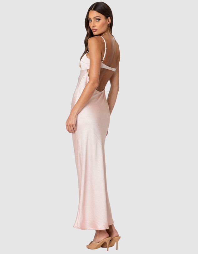 EDIKTED - Vienna Open Back Satin Maxi Dress
