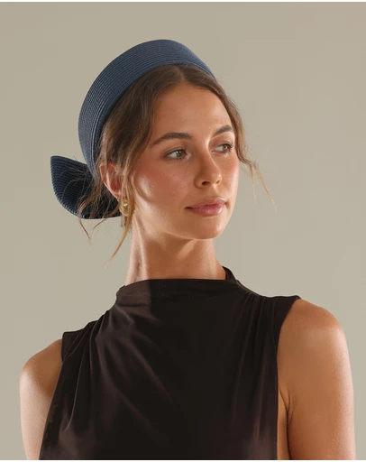 Morgan & Taylor - Tara Racewear Pillbox Hat in Navy Blue