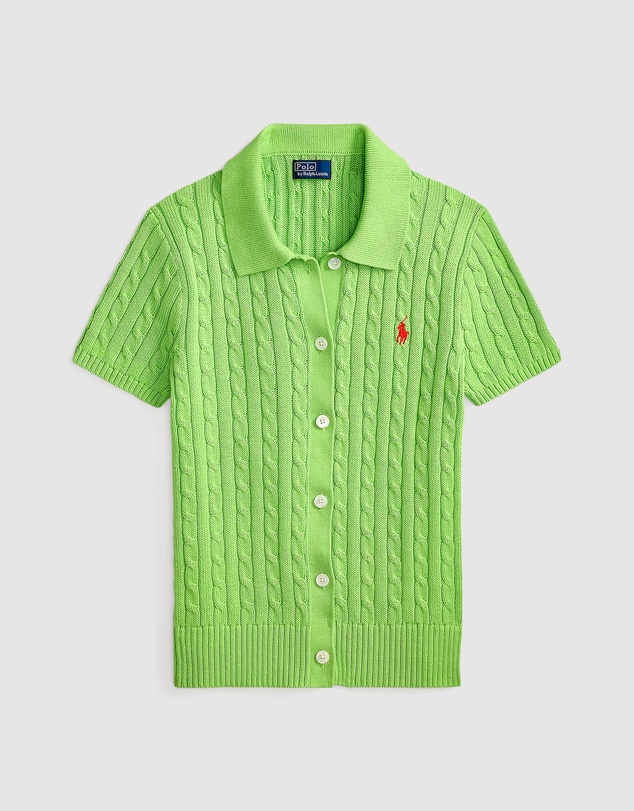 Polo Ralph Lauren - Cable Cotton Short-Sleeve Polo Cardigan - The ICONIC Exclusive