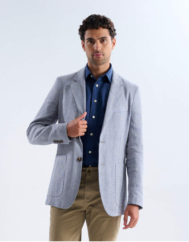 3 Wise Men - 3 Wise Men Alistair Blue Linen Blazer