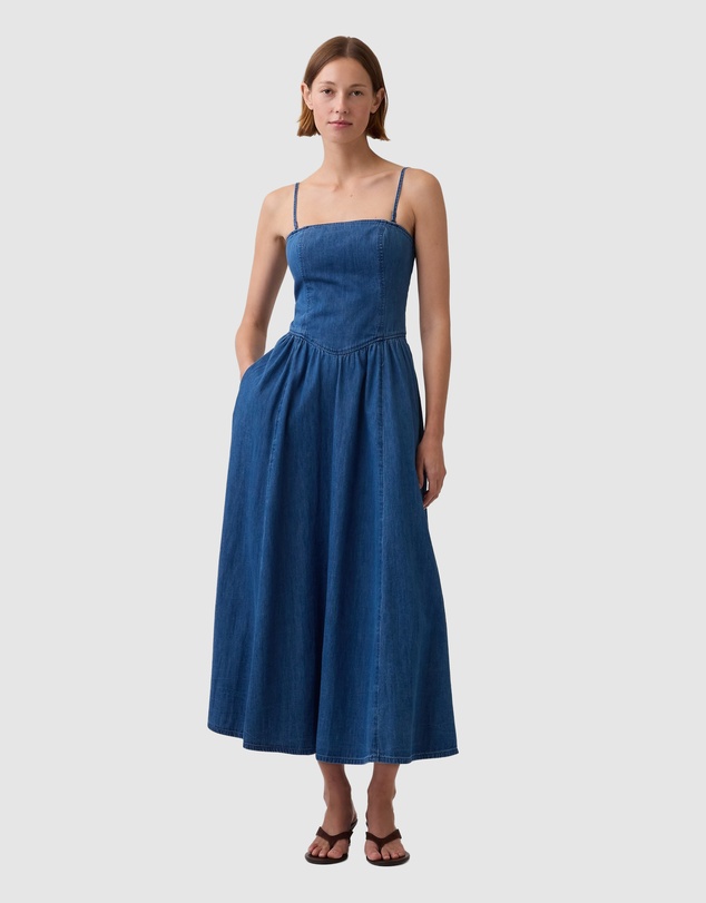 GAP - Med Topaz Strapless Denim Maxi Dress