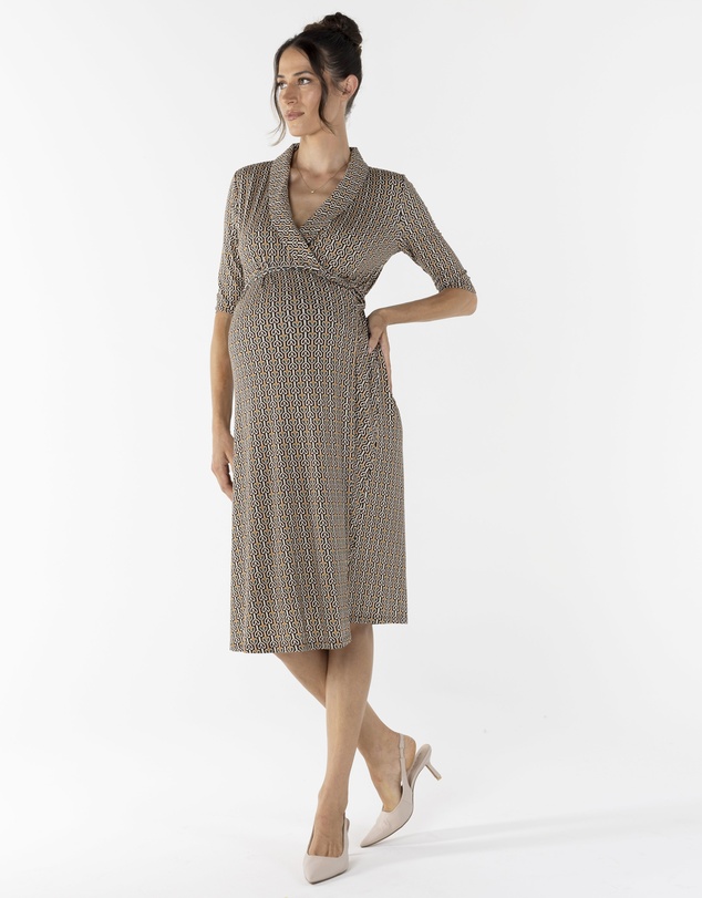 Angel Maternity - Eve Maternity Classic Wrap Dress in Link Print