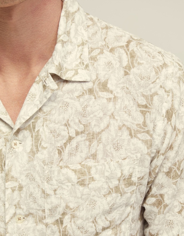 Oxford - Vinny Linen Blend Printed Short Sleeve Shirt