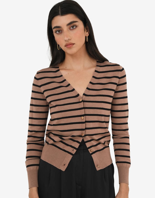 Forcast - Arabell V-Neck Striped Cardigan
