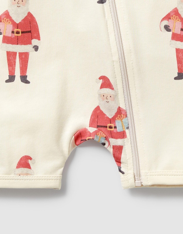 Wilson & Frenchy - Christmas Ho Ho Ho Organic Boyleg Zipsuit - Babies