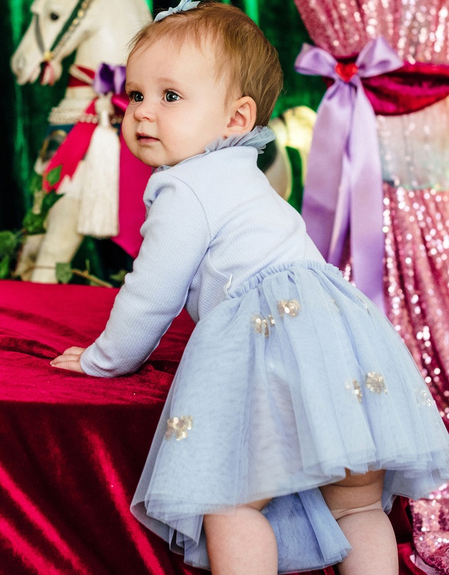 Fleur Harris - Evangeline Tutu Bodysuit Dress in Cornflower