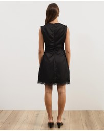 Atmos&Here - Sara Satin Mini Dress With Lace Trim