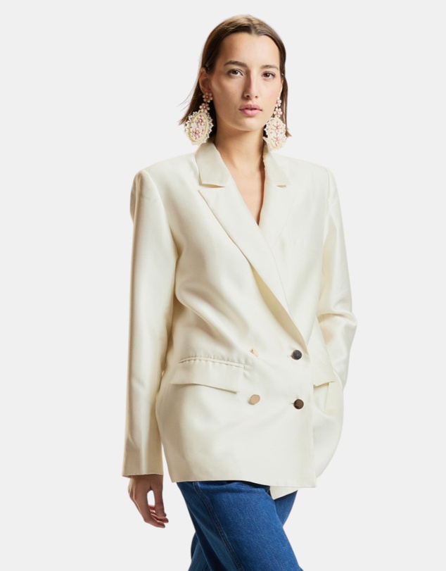 Cynthia Rowley - Silk Wool Double Breasted Blazer