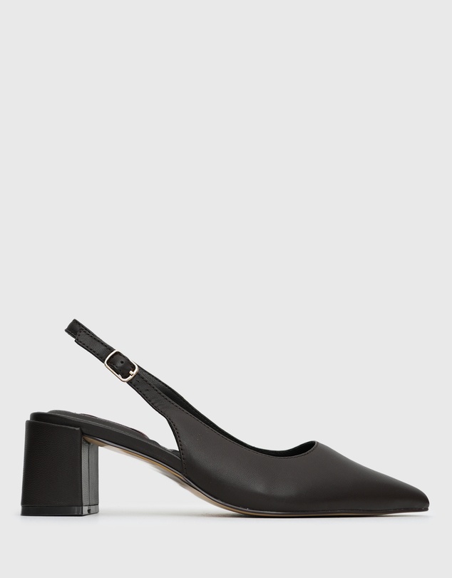 Betts - Wider Fit Kendra Leather Pointed Toe Slingback Pumps