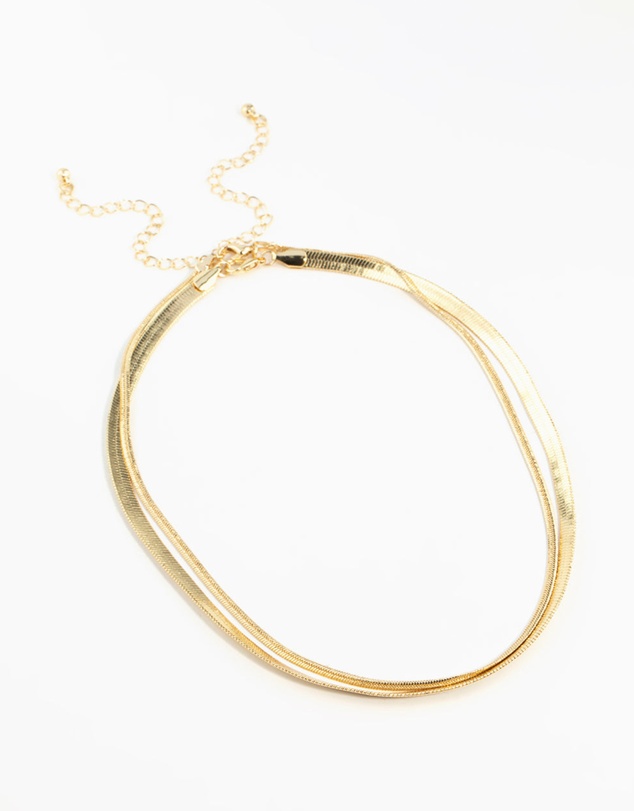 Lovisa - Gold Plated Herringbone Chain Necklaces 2-Pack
