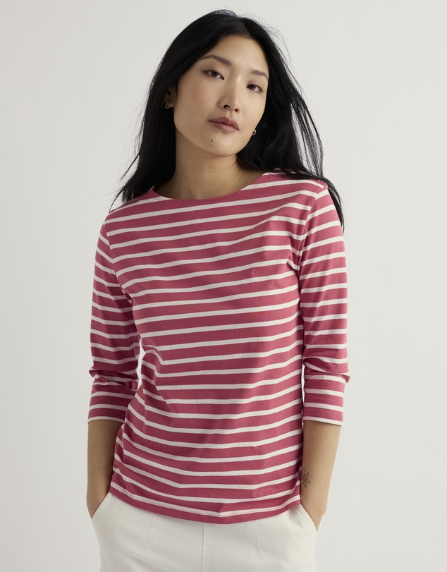 Seasalt - Seasalt Cornwall Pink Sailor 3/4 Sleeve Top Jersey