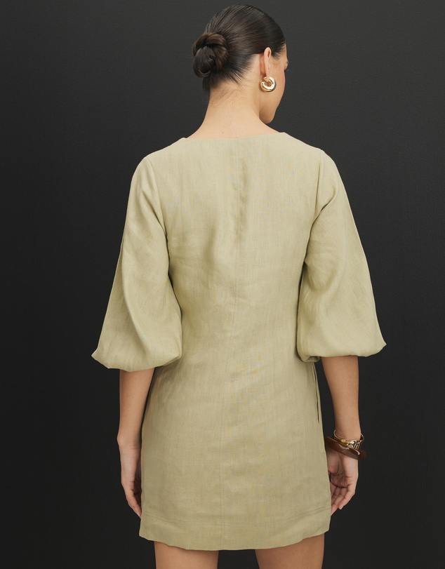 AERE - Sierra Linen Puff Sleeve Mini Dress