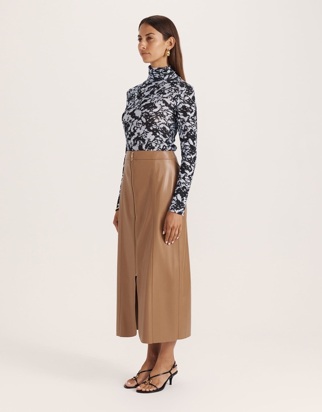 SABA - Viv Faux Leather Zip Front Skirt