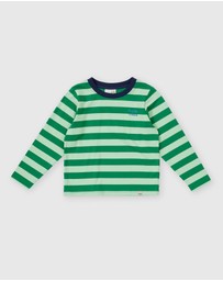 Goldie + Ace - Essential Stripe Logo LS Top - Babies-Kids