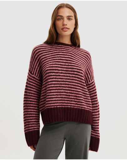 Lofty Pink Berry Burgundy Stripe