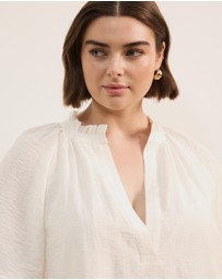 Atmos&Here Curvy - Amina Linen Blend A-Line Mini Dress with Butterfly Sleeve