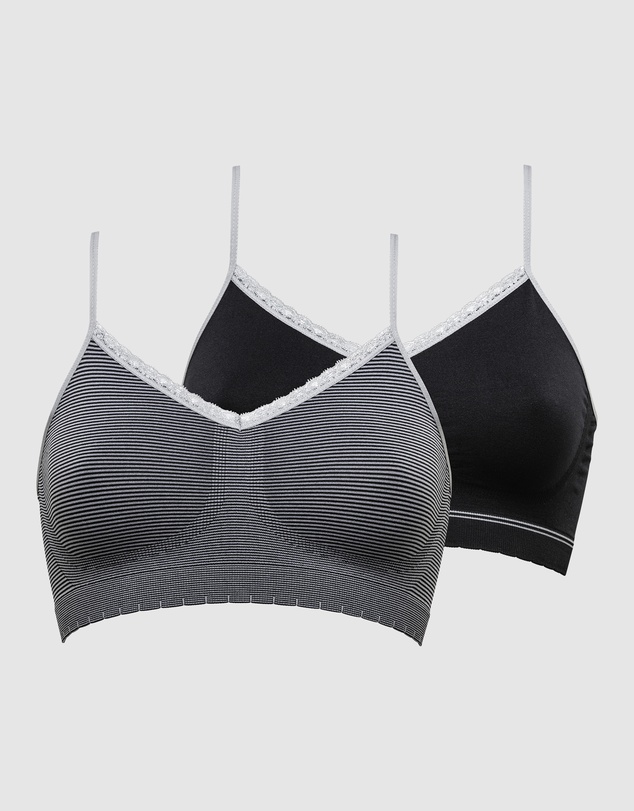 Billet Doux - Zen Attitude Crop Top Style Wirefree Bralette - 2 Pack