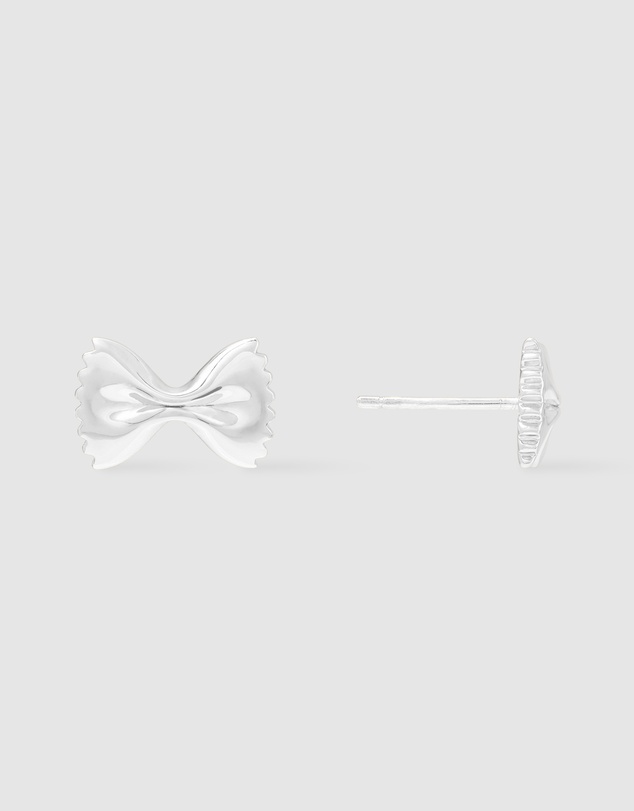 Wanderlust + Co - Bow Tie Pasta Silver Stud Earrings