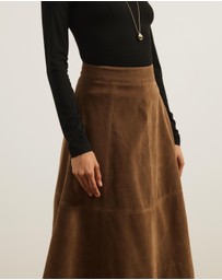 Atmos&Here - Frances Suede Flare Midi Skirt