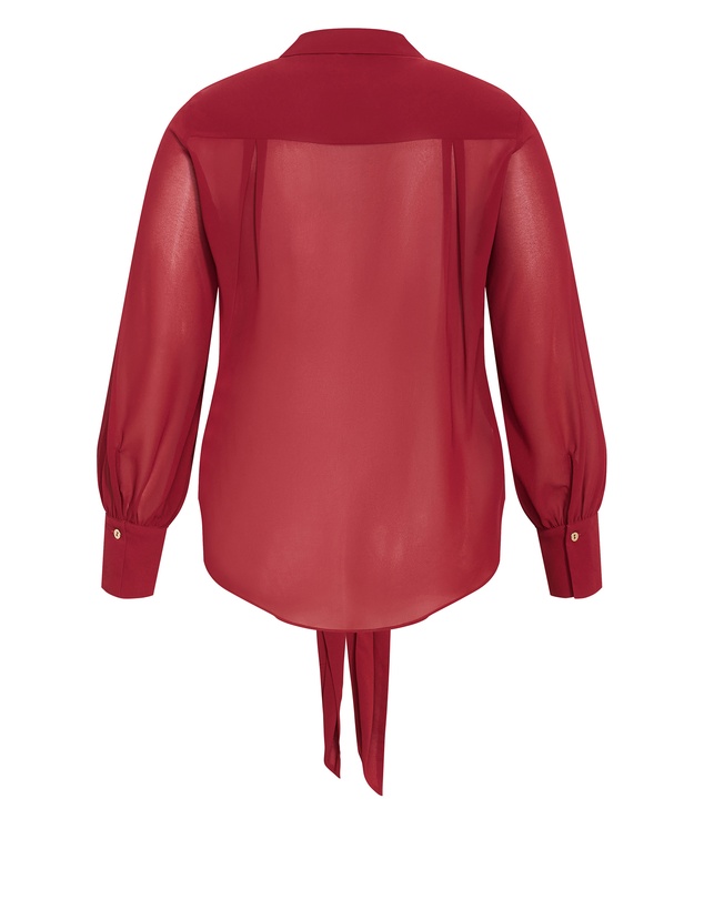 City Chic - Plus size Jane Tie Hem Shirt - ruby