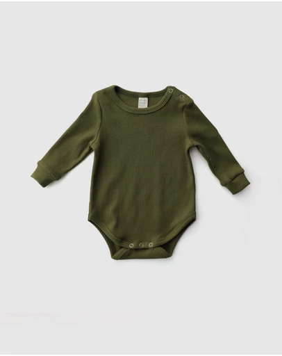 WITH LOVE FOR KIDS - Basics Thick Ribbed Long Sleeve Onesie - Babies