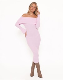 Petal & Pup - Domitia Off Shoulder Knit Dress - Purple