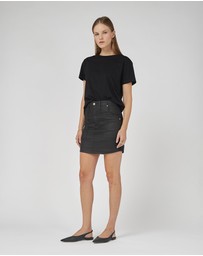 DRICOPER DENIM - Coated Denim Black Skirt