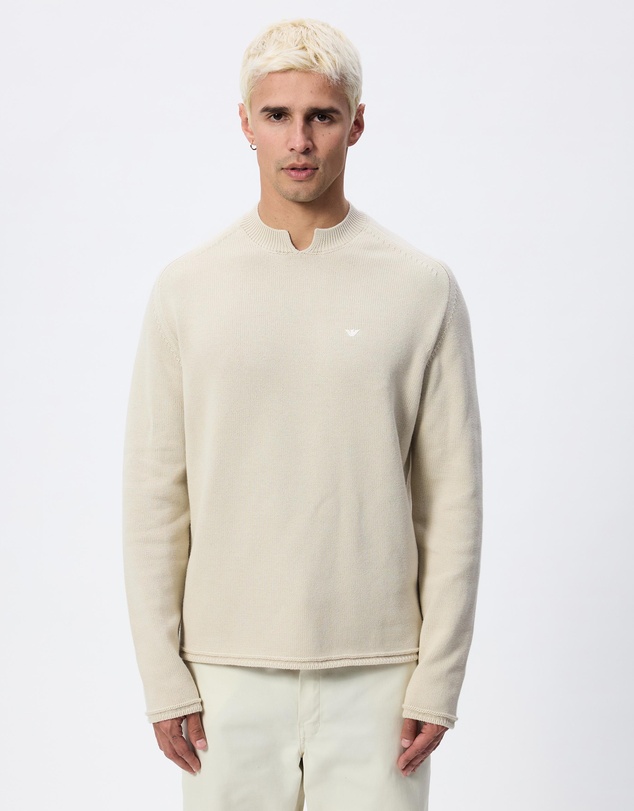 Emporio Armani - Notch Neck Embroidered Logo Pullover