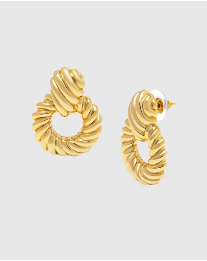 Nialaya Jewellery - Twisted Rope Earrings in Gold