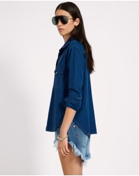ONE TEASPOON - Western Denim Shirt - Deep Blue