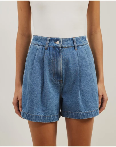 Atmos&Here - Devon Pleated Denim Shorts
