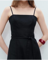 M.N.G - Nickie Bow Linen-Blend Dress