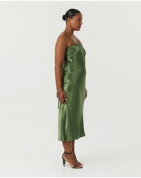Third Form - Satin Tie Back Strapless Midi Dress