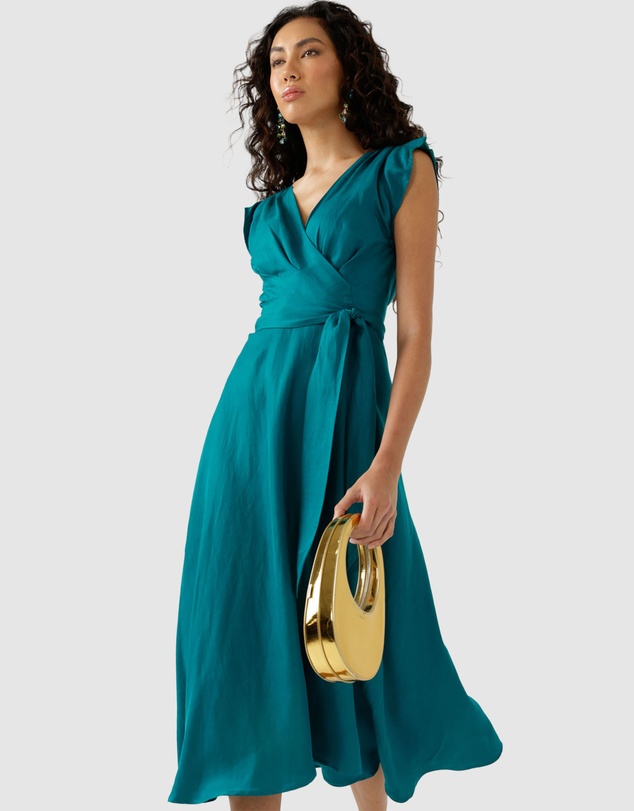 SACHA DRAKE - Xenia Wrap Dress In Peacock