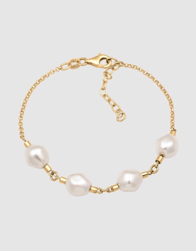 Elli Jewelry - Bracelet Pearl Wedding Charm 925 Sterling Silver Gold-Plated