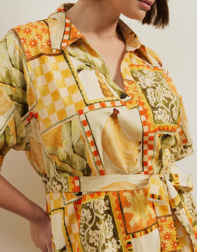 Atmos&Here Curvy - Britt Linen Blend Belted Mini Dress