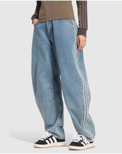 adidas Originals - High Rise Barrel Leg Denim Pants