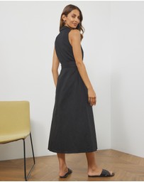 Atmos&Here - Magdalena Linen Blend Tailored Midi Dress