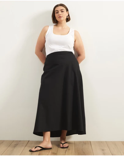 Atmos&Here Curvy - Celina Linen Blend Midi Skirt