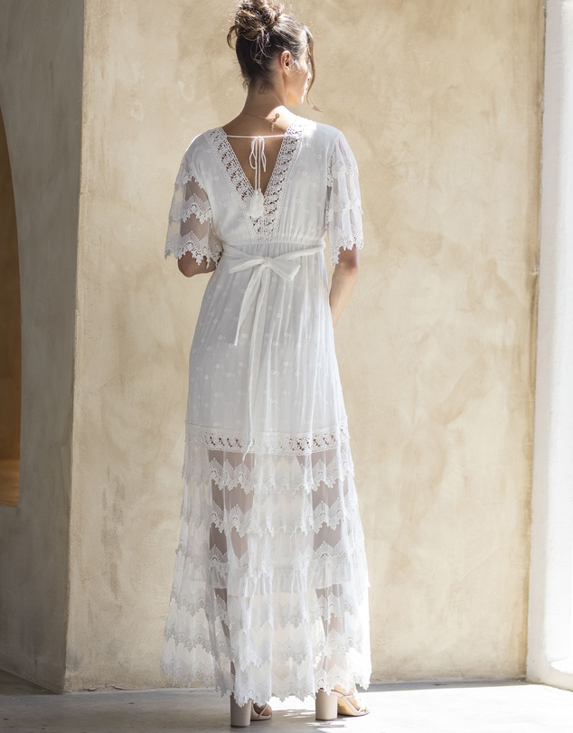 Angel Maternity - Roxy Lace Baby Shower Dress - White