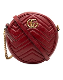 Pre-Loved by Azura Reborn - Pre-Loved Mini GG Marmont Matelasse Leather Round Crossbody
