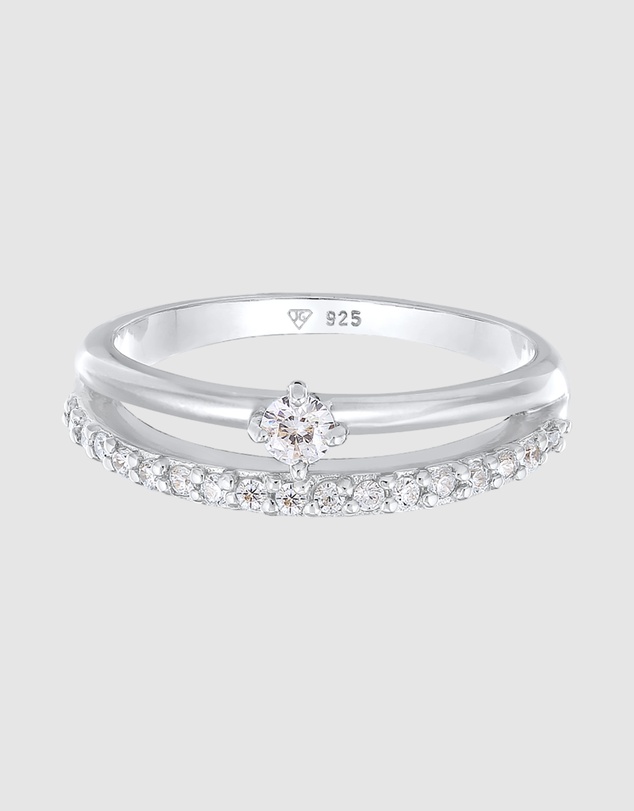 Elli Jewelry - Ring Duo Zirconia 925 Sterling Silver