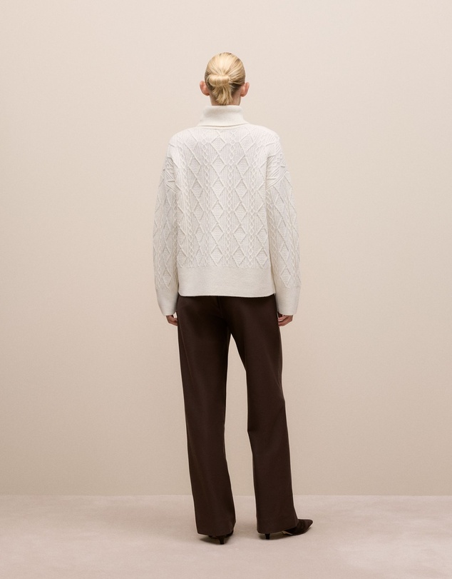 Trenery - Merino Cable Rollneck in Marshmallow