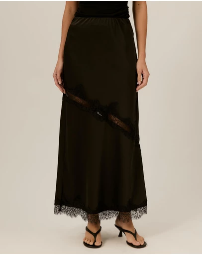 Tussah - Juliette Satin Lace Insert Maxi Skirt