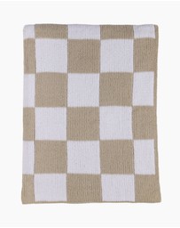 Living Textiles - Chenille Blanket - Checkered Taupe