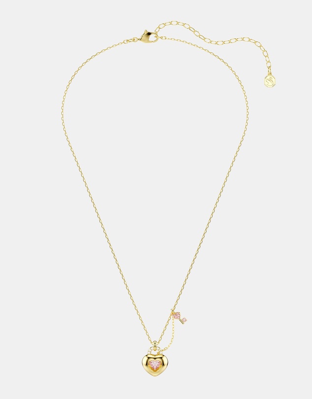 Swarovski - Idyllia Pendant, Mixed Cuts, Heart, Key, Pink, Gold-Tone Plated