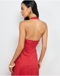 AERE - Lacey Halter Linen Dress