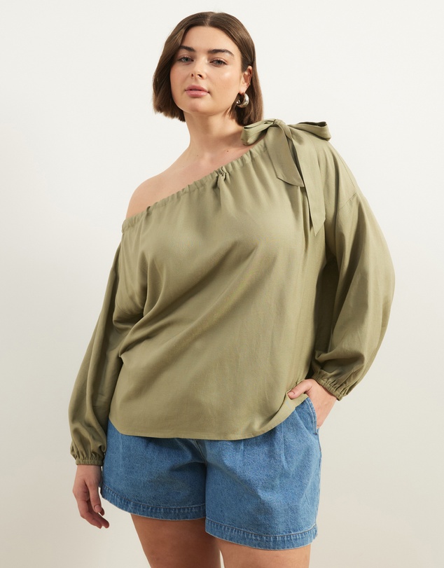 Atmos&Here Curvy - Scarlett Linen Off The Shoulder Top