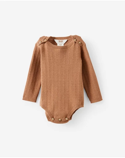Cotton On Kids - Organic Knit Pointelle Long Sleeve Bubbysuit